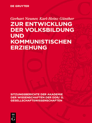 cover image of Zur Entwicklung der Volksbildung und kommunistischen Erziehung